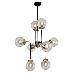 Lampa wisząca Odelia V1009-8 Italux w surowym stylu industrialnym metalowe elementy mają czarne wykończenie z dodatkami antycznego brązu łamana