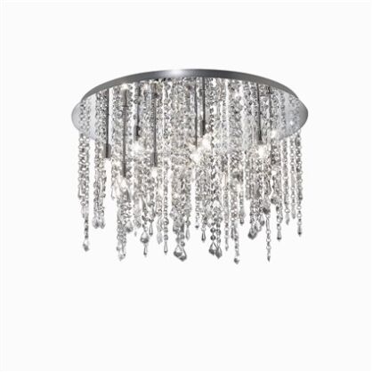 Plafon Royal PL12 Ideal Lux  053004 wykonana z chromowanego metalu klosz tworzą zwisające kryształki 