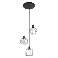 Lampa wisząca Gervais  MDM-3345-3 BK Italux w stylu industrialnym metalowe elementy mają czarne wykończenie klosze są z drutu 
