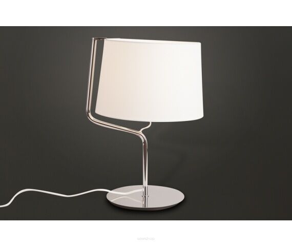 Lampa stołowa CHICAGO CR T0030  Maxlight Podstawa w kolorze chromu abażur z białej tkaniny 