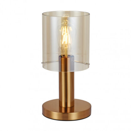 Lampa stołowa SARDO TB-5581-1-BRO+AMB Italux Mosiężna podstawa bursztynowy klosz