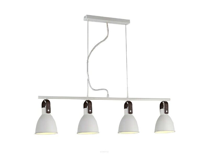 Lampa wisząca Tessio 4 AZzardo AZ1282  z metalu oraz skóry, klosze mają kolor biały nowoczesna