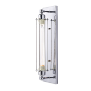 Kinkiet York - W01475CR w stylu loftowym, vintage metalowe elementy w kolorze chromu wygląda jakby żarówka była zamknięta w metalowej klatce dekoracyjna żarówka w komplecie