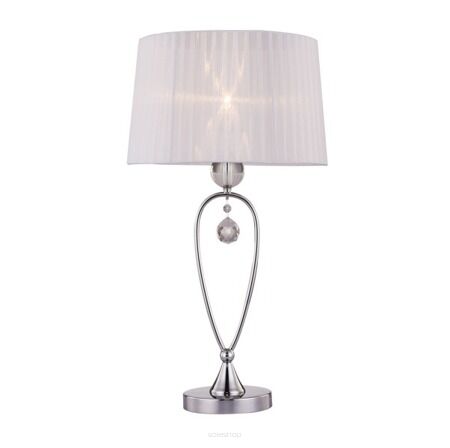 LAMPA STOŁOWA ZUMA LINE BELLO TABLE RLT93224-1A biały okrągły abażur podstawa chromowana kryształek na  środku