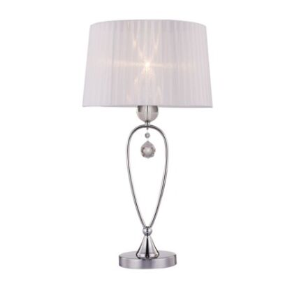 LAMPA STOŁOWA ZUMA LINE BELLO TABLE RLT93224-1A biały okrągły abażur podstawa chromowana kryształek na  środku