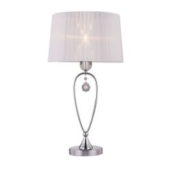 LAMPA STOŁOWA ZUMA LINE BELLO TABLE RLT93224-1A biały okrągły abażur podstawa chromowana kryształek na  środku