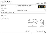 Kinkiet RAMONA 2 SWITCH AZ2564 LED 2x 6W czarna azzardo dwa klasyczne klosze włącznik - 3