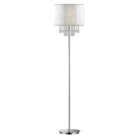 Lampa podłogowa Opera PT1 Ideal Lux 068275   Klosz wykonany jest z folii PVC z metalowymi pasemkami i pokryte są białymi nićmi spod abażura wystają kryształki rama w kolorze chromu