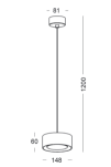 Lampa wisząca BRAKET/Z 229 Oryginalny klosz z przesłoną z akrylowego szkła LED 6W Biała czarna złota - 4