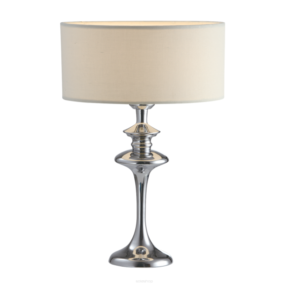 Lampa stołowa Abu Dhabi - T01413WH COSMO Light nowoczesna lampa z metalową podstawą o wykończeniu chromowanym biały okrągły abażur w kształcie tuby 27 cm średnicy