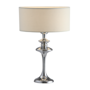 Lampa stołowa Abu Dhabi - T01413WH COSMO Light nowoczesna lampa z metalową podstawą o wykończeniu chromowanym biały okrągły abażur w kształcie tuby 27 cm średnicy