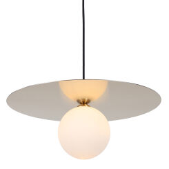 Lampa wisząca SPOLETTO PND-201923-1 Italux ZŁOTO-BIAŁA nowoczesna ODBIJAJĄCA ŚWIATŁO ALUMINIUM/SZKŁO G9