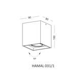 LAMPA SUFITOWA HAMAL 031/1 BIAŁA LUB CZARNA KOSTKA O WYSOKOŚCI 10CM NOWOCZESNA TECHNICZNA GU10 IP20 - 4