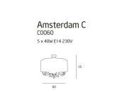 Plafon Amsterdam C0060 Maxlight abażur ecru nowoczesna elegancka 60 cm średnicy kryształki - 2