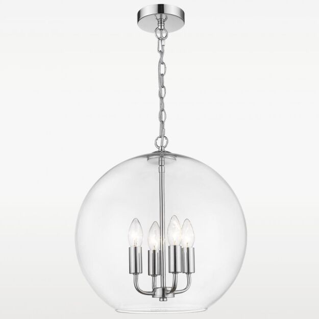 Lampa wisząca  Prague - P04974CH COSMO Light wykonana w stylu nowojorskim połączonym z klasycznym surowy styl kulisty transparentny klosz