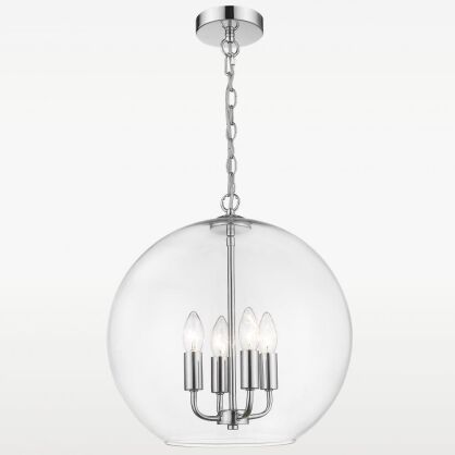 Lampa wisząca  Prague - P04974CH COSMO Light wykonana w stylu nowojorskim połączonym z klasycznym surowy styl kulisty transparentny klosz