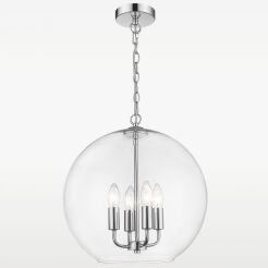 Lampa wisząca  Prague - P04974CH COSMO Light wykonana w stylu nowojorskim połączonym z klasycznym surowy styl kulisty transparentny klosz