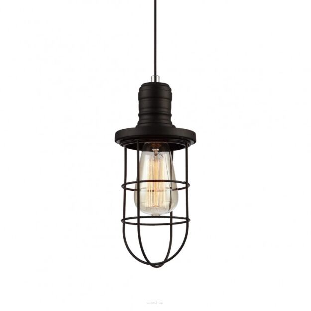 Lampa wisząca Synthia MDM2273-1 Italux styl vintage lampa ma kolor czarny klosz jest z drutu o nietypowym kształcie