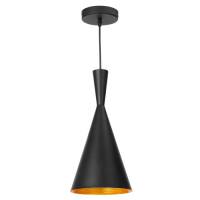 Lampa wisząca Garda 1 czarna LP-42001/1P CZARNY Light Prestige loft czarna ze złotym środkiem stożek