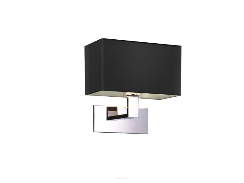 Kinkiet Martens AZzardo MB2251-B-E27 BK AZ1556 z metalu w kolorze chromu i czarnego materiału w kształcie prostokąta nowoczesna