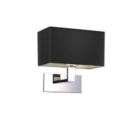 Kinkiet Martens AZzardo MB2251-B-E27 BK AZ1556 z metalu w kolorze chromu i czarnego materiału w kształcie prostokąta nowoczesna