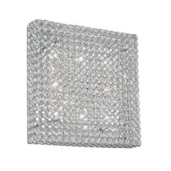 Plafon ADMIRAL PL8 Ideal Lux 080352   klosz w kształcie prostokąta z metalowych pierścieni wewnątrz których znajdują się kryształki