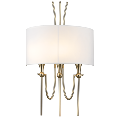 Lampa ścienna kinkiet Las Vegas - W03728AU COSMO Light wykonana w stylu nowojorskim abażur z tkaniny złota podstawa