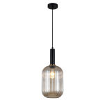 Lampa wisząca ANTIOLA PND-5588-1L-BK+AMB Italux SZKLANY BURSZTYNOWY KLOSZ  CZARNE AKCENTY ŚREDNICA 20 CM - 2