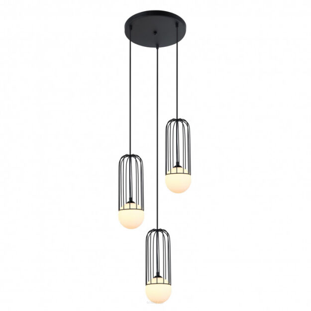 Lampa wisząca Simon MDM-3938/3 BK Italux Okrągła podsufitka czarna szklane kule 