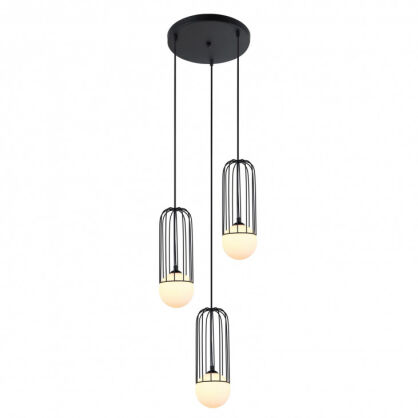 Lampa wisząca Simon MDM-3938/3 BK Italux Okrągła podsufitka czarna szklane kule 