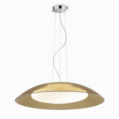Lampa wisząca Lena SP3 D64  Ideal Lux  066608  klosz z satynowego w kolorze brązowym, natomiast oprawa z chromowanego niklu