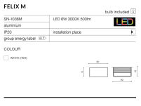 Kinkiet FELIX M AZ2426 Azzardo LED techniczny z aluminium w kolorze białym prostokąt świeci  w górę i dół - 3