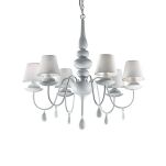 Lampa wisząca Blanche SP6 Ideal Lux  035581  Metalowa rama wykończona satynowym czarnym lakierem abażury białe - 2