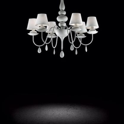 Lampa wisząca Blanche SP6 Ideal Lux  035581  Metalowa rama wykończona satynowym czarnym lakierem abażury białe