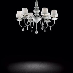Lampa wisząca Blanche SP6 Ideal Lux  035581  Metalowa rama wykończona satynowym czarnym lakierem abażury białe