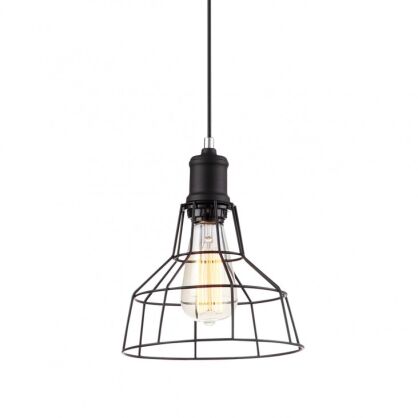 Lampa wisząca Synthia MDM2264-1 Italux styl vintage lampa ma kolor czarny klosz jest z drutu o nietypowym kształcie