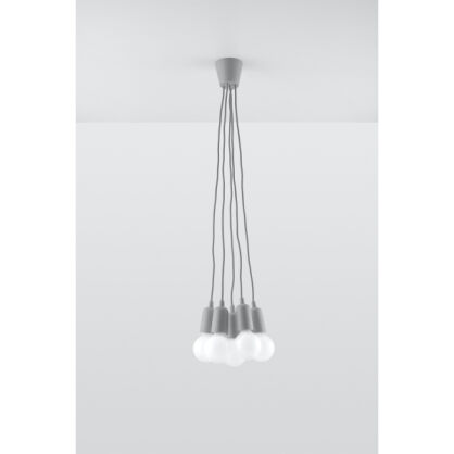 LAMPA WISZĄCA DIEGO 5  SZARA SOLLUX  Lampa Ścienna NOWOCZESNY stal  SL.0577 metalowa lampa LED