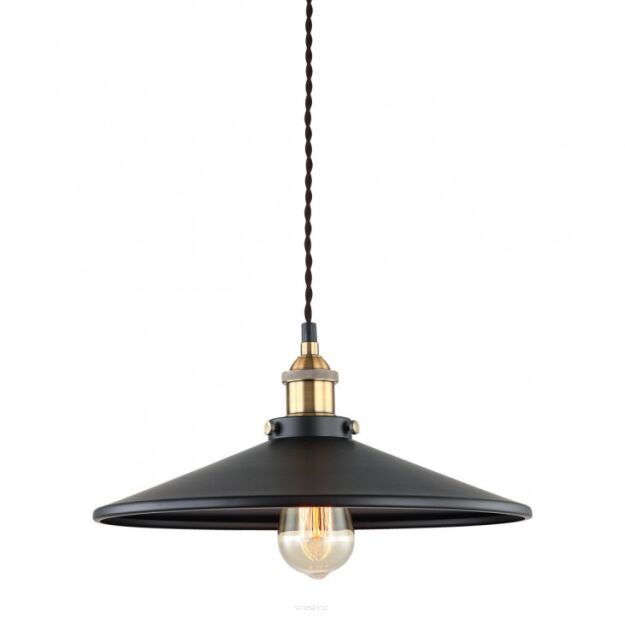 Lampa wisząca Verda - MDM-3458/1L BK+GD   Italux w surowym stylu industrialnym metalowy klosz czarny z ozdobnymi złotymi elementami