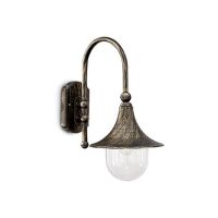 Kinkiet Cima AP1 Ideal Lux  024134 Oprawa wykonana jest z odlewu aluminium i wykończona w kolorze czarno-złotym klosz transparentny