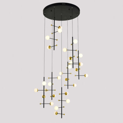 Nowoczesna lampa wisząca Helmond PND-43883-28 Italux czarno - złota