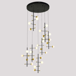Nowoczesna lampa wisząca Helmond PND-43883-28 Italux czarno - złota