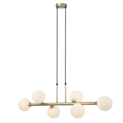 Lampa wisząca Olbia PND-38679-6-FGD+WH  Złota nowoczesna kule umieszczone na podłużnej listwie