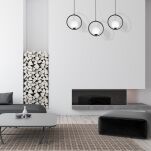Lampa wisząca BOSTON biała kula z czarną obręczą 1xE14 MLP5593  - 3
