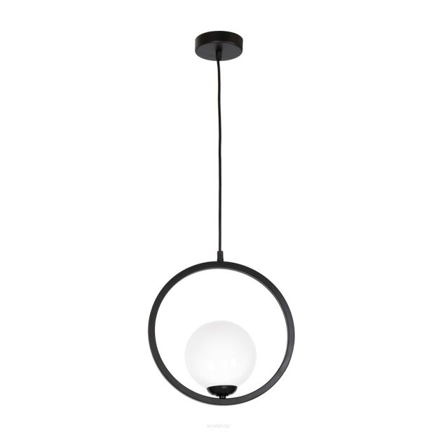 Lampa wisząca BOSTON biała kula z czarną obręczą 1xE14 MLP5593 