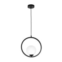 Lampa wisząca BOSTON biała kula z czarną obręczą 1xE14 MLP5593 
