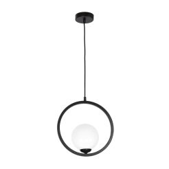 Lampa wisząca BOSTON biała kula z czarną obręczą 1xE14 MLP5593 