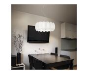 Lampa wisząca Ovalino SP8 090481 NOWOCZESNY IP20 SZKŁO Ideal Lux biała oprawa w stylu design - 2