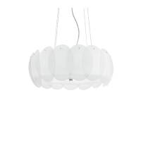 Lampa wisząca Ovalino SP8 090481 NOWOCZESNY IP20 SZKŁO Ideal Lux biała oprawa w stylu design