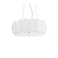 Lampa wisząca Ovalino SP8 090481 NOWOCZESNY IP20 SZKŁO Ideal Lux biała oprawa w stylu design