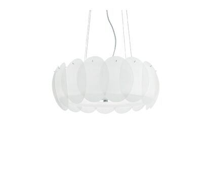Lampa wisząca Ovalino SP8 090481 NOWOCZESNY IP20 SZKŁO Ideal Lux biała oprawa w stylu design